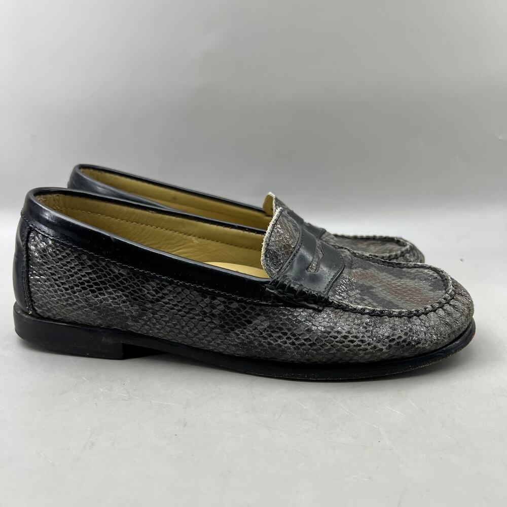 G.H. Bass Weejuns Snake II Penny Loafers Women Size 8 Gray Leather Dress Shoes